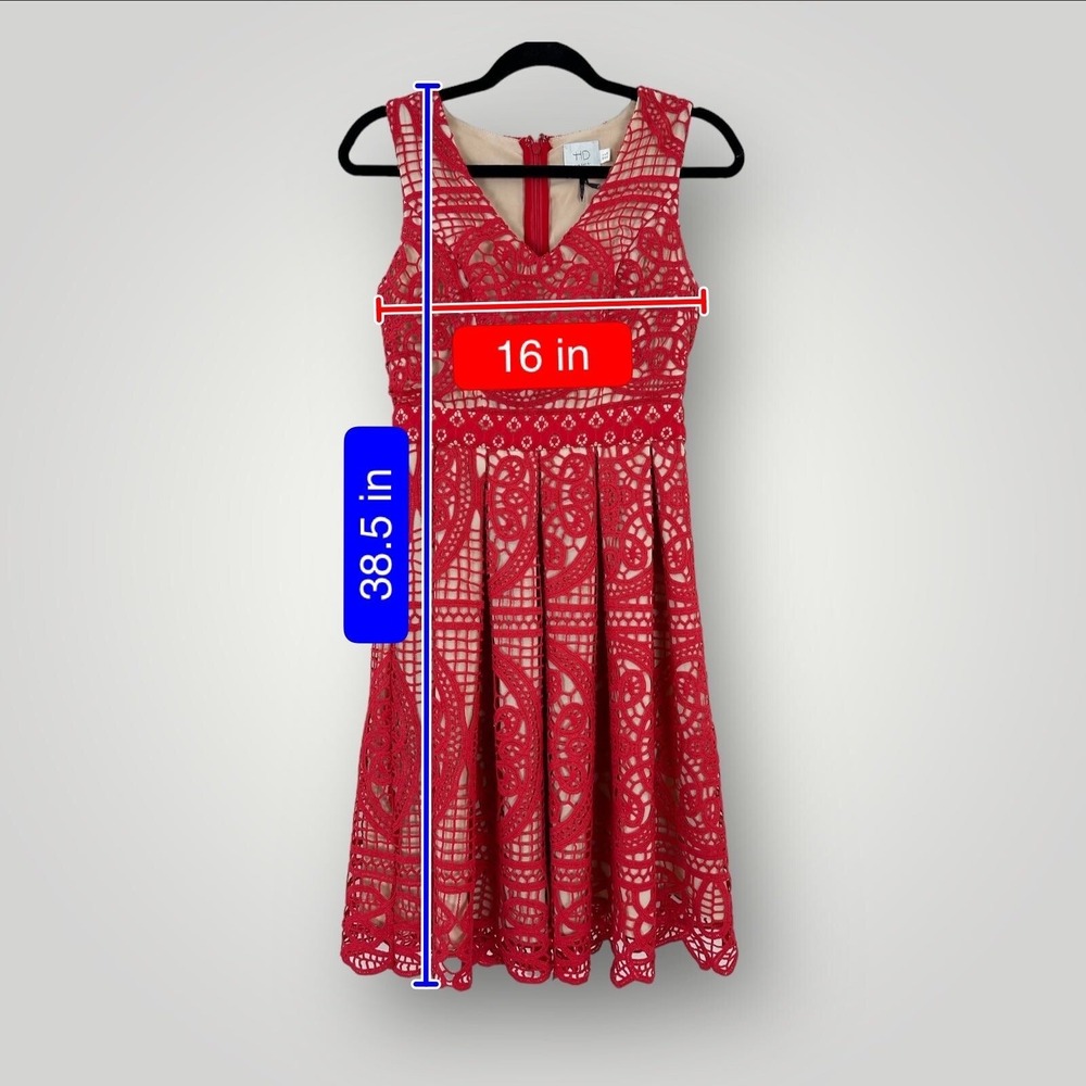 HD in Paris Dress Anthropologie Women 0 Amira Coral Lace Beige Lined Sleeveless - Picture 7 of 7